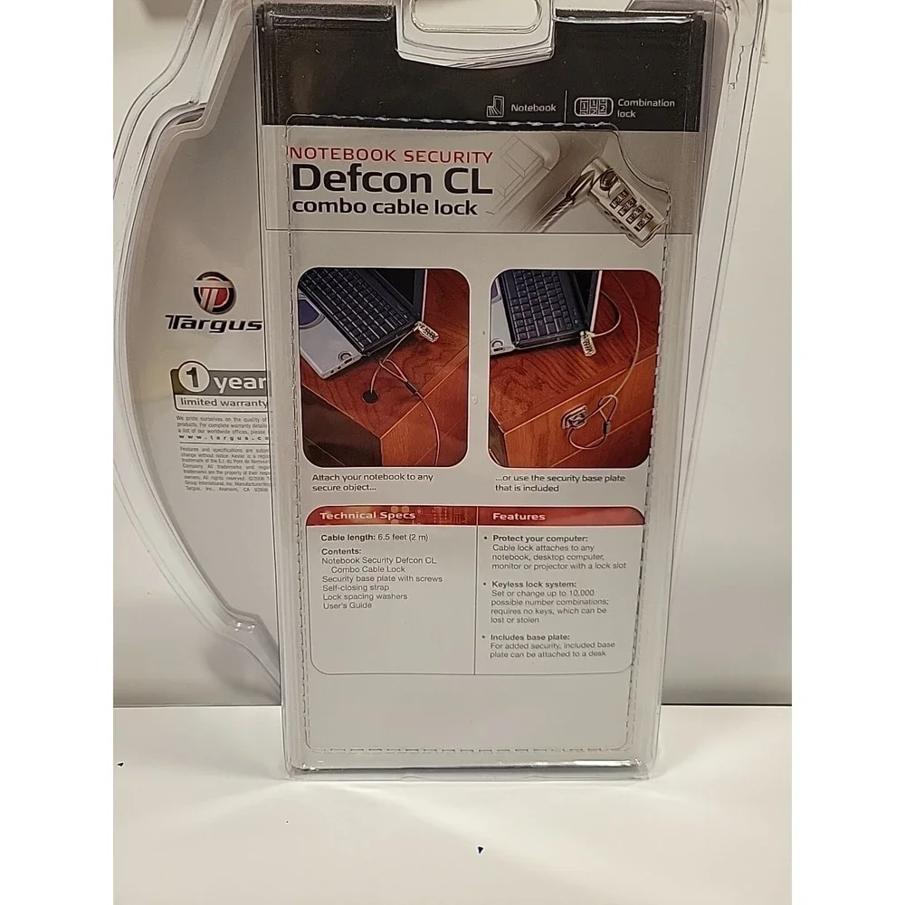 Targus DEFCON CL Notebook Security Combination Cable Lock 6.5 Foot 2 Meter cable